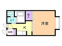サンライフイースト 1Kの間取図画像