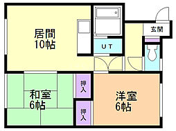 コーポ代々木B 2LDKの間取図画像