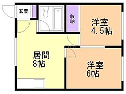 エイトマンション 2DKの間取図画像