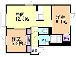 シャーメゾン16 2LDKの間取図画像