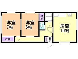 北栄ハウス 2LDKの間取図画像
