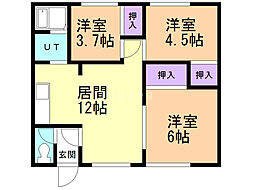 真澄ハイツ 3LDKの間取図画像