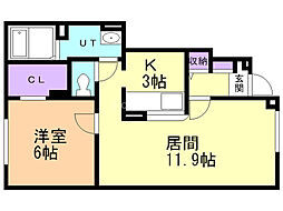 ラパーチェ大和 1LDKの間取図画像