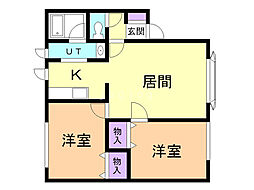 ララカサブランカ 2LDKの間取図画像