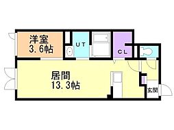 アルフート 1LDKの間取図画像