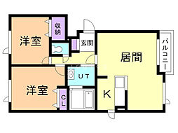 レスプランドール 2LDKの間取図画像