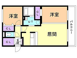 スクエアフロントイーストコート 2LDKの間取図画像