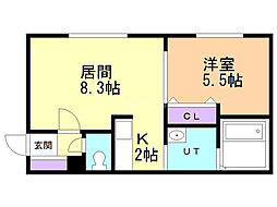 プレシェルト1条通 1LDKの間取図画像