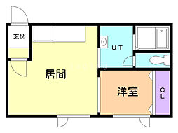 グランドシーハイル 1LDKの間取図画像