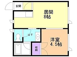 ガーデンヒルズ 1DKの間取図画像