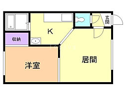 のっぽろハイツ 1LDKの間取図画像