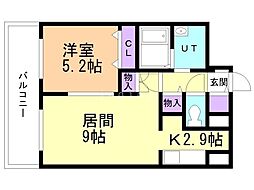 アーバンヴィレッジ岩見沢 1LDKの間取図画像