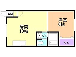 ドミール三笠 1LDKの間取図画像
