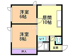 コーポ北都 2LDKの間取図画像