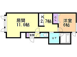 ル・ミュゼ 1LDKの間取図画像