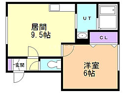 クリオ岡山A 1LDKの間取図画像