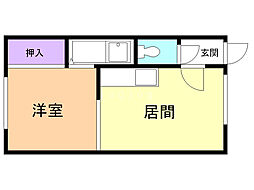 コーポ若草 1DKの間取図画像