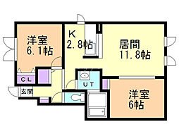 ル・シーニュ大和2 2LDKの間取図画像