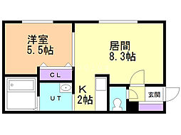 プレシェルト1条通 1LDKの間取図画像