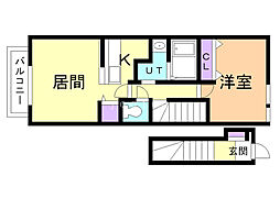 メゾン南 1LDKの間取図画像