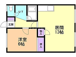 オリスA 1LDKの間取図画像