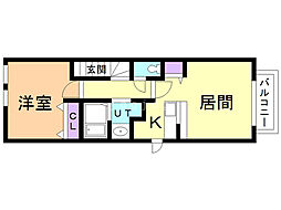 アンジュベル 1LDKの間取図画像