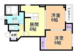 セント・プレリー5 2DKの間取図画像