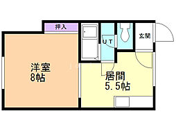 マイルームイレブン 1DKの間取図画像