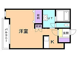 キャロルハウス4 1Kの間取図画像