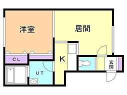 ハイネス松並 1DKの間取図画像