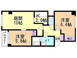 エステリオン 2LDKの間取図画像