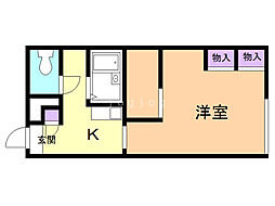 レオパレスツインズA 1Kの間取図画像