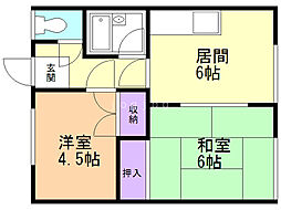 パステルハイツ 2DKの間取図画像