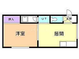 ハイツこまどりB 1DKの間取図画像
