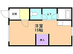 セカンド宮田 ワンルームの間取図画像