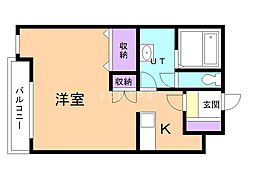 キャロルハウス4 1Kの間取図画像