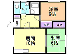 ハラダハイツ 2LDKの間取図画像