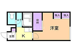 レオパレスアンジェラ 1Kの間取図画像