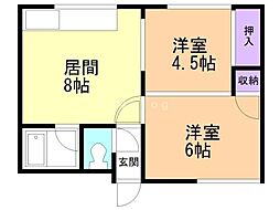 ミズノキングハウス 2DKの間取図画像
