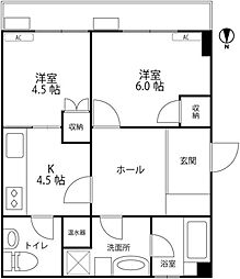 ロイヤルハイム彦三 2Kの間取図画像
