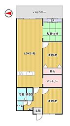 グランドハイツ 3LDKの間取図画像