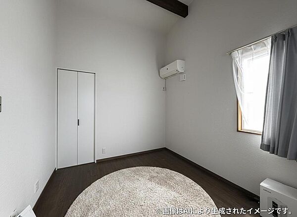 2階の洋室一部屋です。※居住中の為、AI加工により一部家具等消しています。