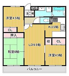 アルス神戸ハーバースクエア 3LDKの間取図画像