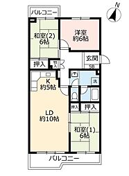 UR名谷公園前 4階3LDKの間取り