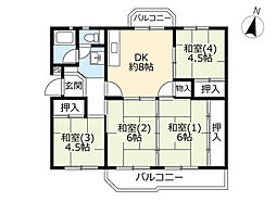 UR落合 2階4DKの間取り