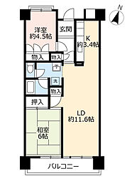 UR都市機構ポートアイランド団地61号棟 2LDKの間取図画像