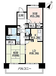 UR都市機構ルネシティ脇浜町3号棟 2LDKの間取図画像