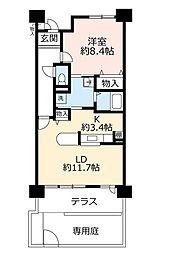 UR都市機構KOBE・岡本団地1号棟 1LDKの間取図画像