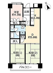 UR都市機構ポートアイランド団地61号棟 3DKの間取図画像