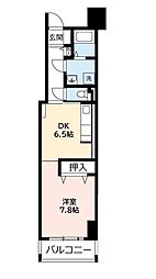 UR都市機構キャナルタウンウエスト4号棟 1DKの間取図画像